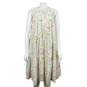 Vintage David Brown Floral Midi Dress Sleeveless  Summer Cottagecore Size Small